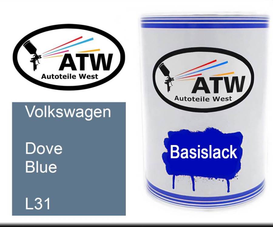 Volkswagen, Dove Blue, L31: 500ml Lackdose, von ATW Autoteile West.